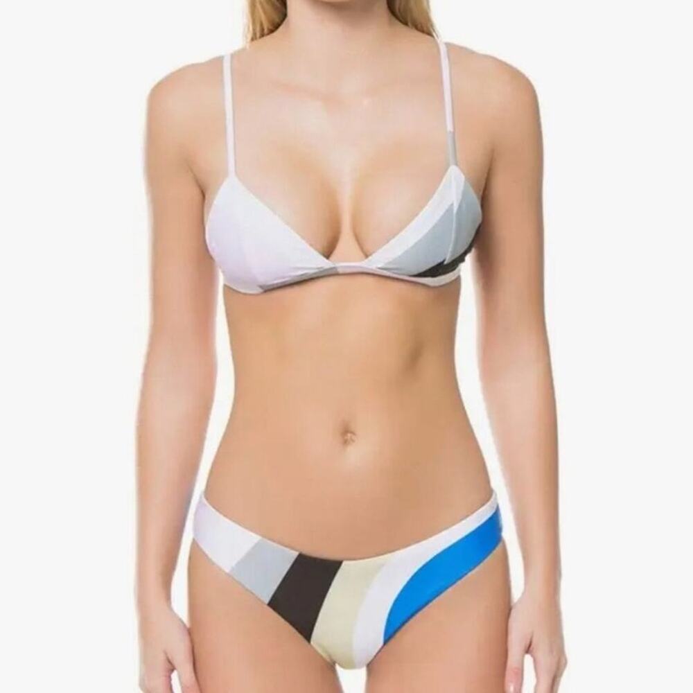Mara Hoffman Astrid & Zoa Bikini Set Juniper Pastel Sage Multi Stripe NWT L